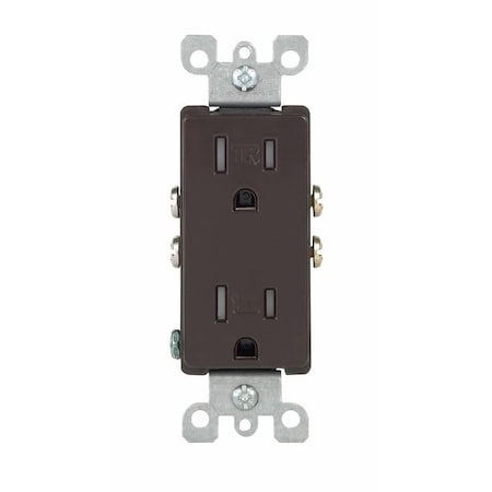 Leviton Straight Blade Receptacle, 5-15R, 15 A, 125V AC, 2 Pole, 3 Wire, Flush Mount, Grounded T5325-D